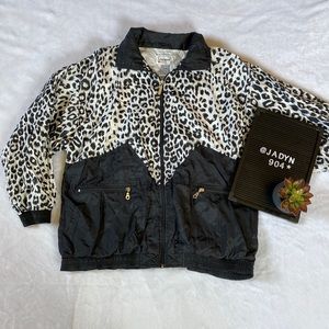 Vintage Janeve Leopard Bomber Jacket